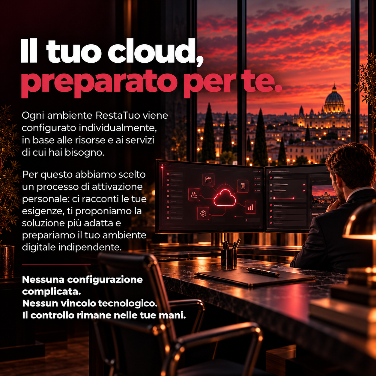 Cloud personalizzato al tramonto di Roma